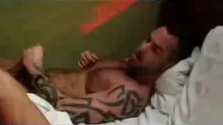 Hawt houseguest joins a homo pair in ottoman