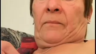 plump granny with the unshaved vagina is pleasuring by youthful