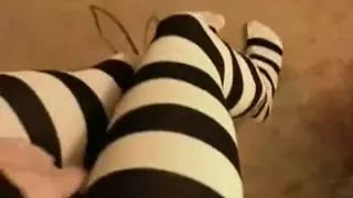 Transgirl Strokes and Cums on Her Feet