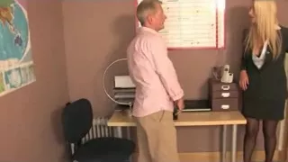 Femdom Office Female-Dominant in Nylons Spanks Paddles Canes