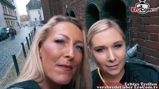 Straßencasting mit blonder Teen Lena Nitro und vollbusiger Milf Lana Vegas