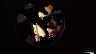 Blonde busty slut giving blowjob at glory hole