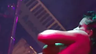 Naughty brunette dancing and getting rid of her clothes