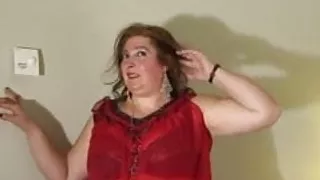 Fat mature stepmom playing with her pussy on bed