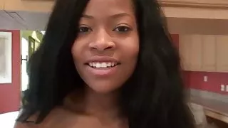 Monique fingered in her black pussy