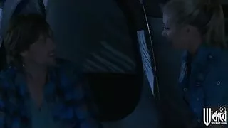 Busty blonde babe Samantha Saint fucks her man camping