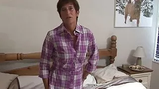 Hairy granny slut playing with herself