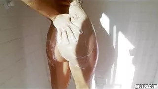 Amateur brunette with a perfect body masturbates on camera