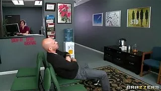 Slutty doctor Amber Cox convinces patient to fuck her rough