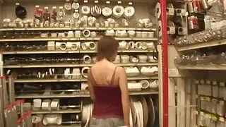 Sexy girl next door masturbating in the store