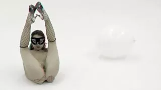 Masked girl posing in studio - 3D porn backstage