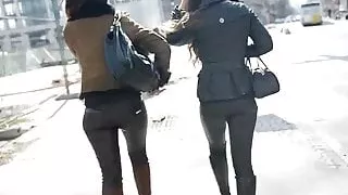 2 teensluts fittingroom in leather & bootfetish voyeur