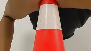 Hotkinkyjo huge traffic cone in ass - extreme anal
