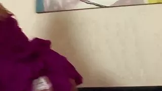 Mature babe in stockings gets oral then masturbates