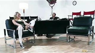 Flexible blond dancer Mia Malkova shows off her assets for a