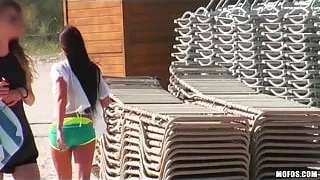 Amateursex, Strand, Schönheit, Große Titten, Bikini, CFNM