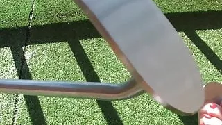 Sexy feet in metal heels 1