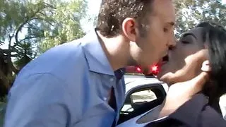 Busty Latina cop Gives some roadside assistance