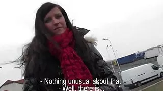 One lucky delivery driver picks up a horny Czech hitchhiker