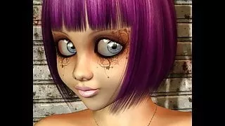 Cute Purple Haired Babe in tiny panties