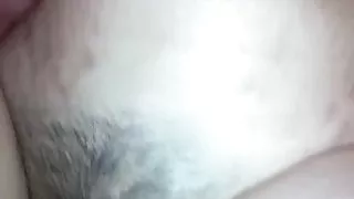 Wife squeezes husbands drooling cock before putting it in