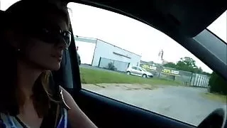 hotty fingering herself while driving