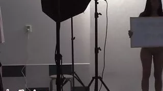 Long-haired brunette in hot backstage clip