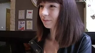 Tricky Agent - Hiding from the rain a brunette is trapped!