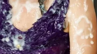 Mona Lee at the gloryhole getting bukkake