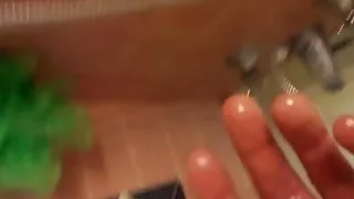 Sissy boy ameture shower lube dildo and