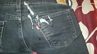 Cum on black jeans