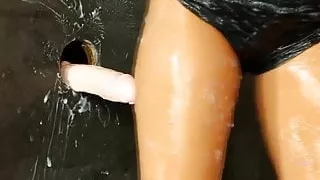 Nessy bukkake babe at gloryhole getting cumshot