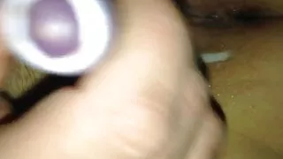 Girl with Vibrator and Fingering with Cum on Pussy