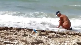 my wife on the beach