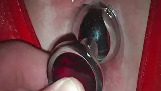 Trying a steel butt plug 1