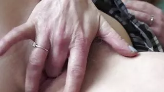Hairy British MILF playing with herself