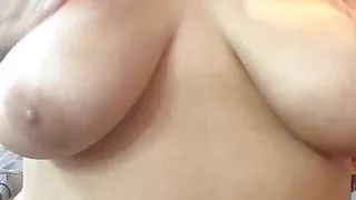 Fat slut rubbing tits