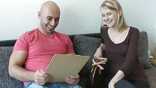 A cute blonde needs money