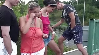 Public GROUP sex ORGY with BIG tits Part 1