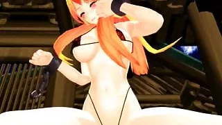 Busty horned catgirl bring cute.....and Invisible humpping