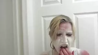 Hot Blonde gets the biggest facial ever - Megacumexplosion