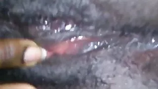 Ebony Wife Rubbing Her Wet Black Pussy