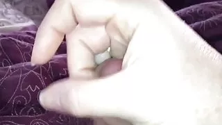 gently stroking my uncut cock, tits on my cock, hairy pit