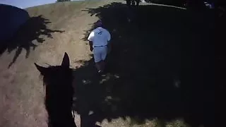 Girl wear a helmet cam