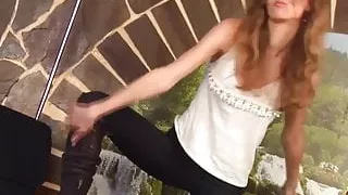 Tight teen Alex stripping off her skinny jeans