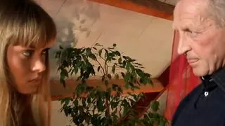 Sexy blond teen Lisa suck an old cock