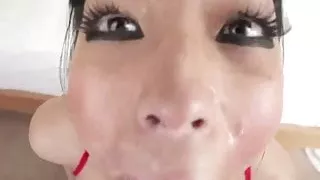 Asian slut Gaia gets big POV facial cumshot