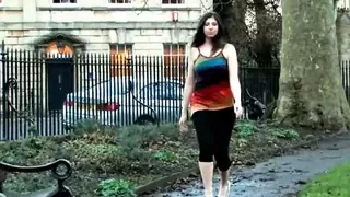 english girl walks the streets then shows her hairy pussy