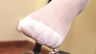 MILF Secretary Giving Foot Worship and Sniffing feet