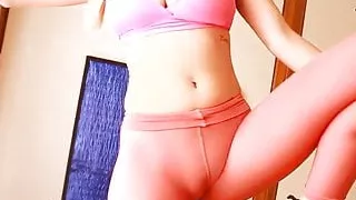 Busty Blonde Teen Working Out! Big Cameltoe & Bouncing Tits!
